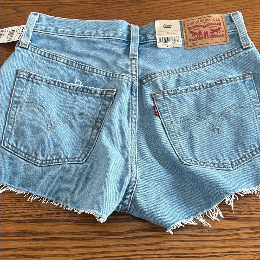 Levi's Women's Ripped Jean Shorts - Light Blue/9 - Picture 3 of 3